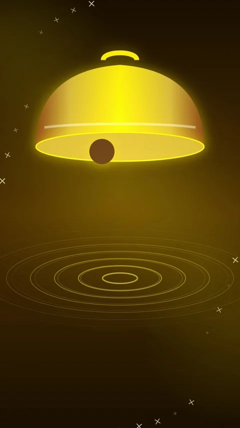 Golden Bell Ringing Motion Graphic with Ripples Stock Footage 346199868