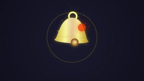 Golden Bell Ringing with Sparkling Particles and Subtle Glow on Dark Backgrou Stock Footage 346660531