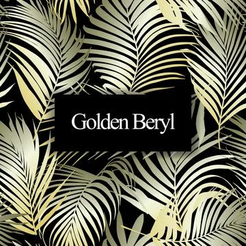 Golden beryl palm leaf vector seamless pattern Stock Illustration