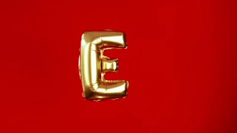 Golden big inflatable letter E Stock Footage 85698802