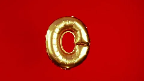Golden big inflatable letter O Stock Footage 85698672