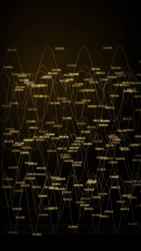 Golden Binary Code Data Stream Abstract Digital Background Stockbeeldmateriaal 335343211