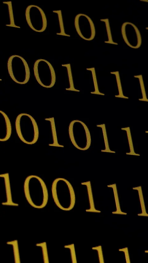 Golden Binary Numbers On Dark Screen Symbolizing Digital Information Stock Footage 335446321