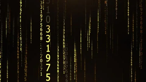 Golden binary numbers falling on dark background Stock Footage 328448573