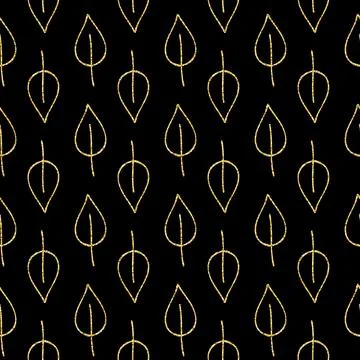 Golden birch leaf, seamless pattern black golden shimmer shiny design Stockillustratie