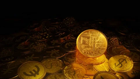 Golden bitcoin on business systems network,crypto currency, digital encryption. Stock Footage 155678992