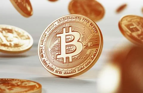 Golden Bitcoin Coin. Bitcoin cryptocurrency. Business concept. 3d rendering Stock Illustration
