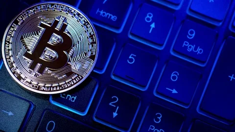 Golden Bitcoin Coin Stock Footage 80488733