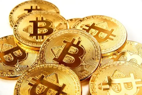 Golden bitcoin cryptocurrency BTC Stock Photos