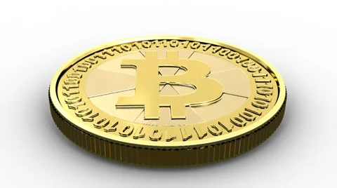 Golden Bitcoin falling and bouncing on a surface Stock Footage 35532893