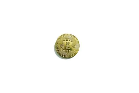 Golden bitcoin image in white background Stock Photos