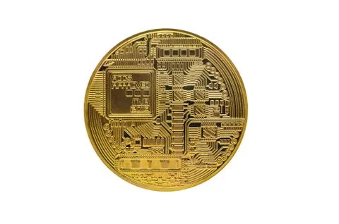 Golden bitcoin isolated Stock Photos