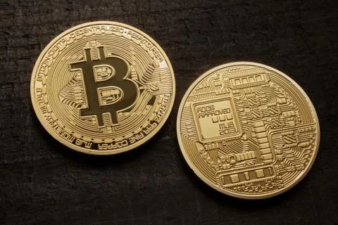 Golden bitcoin Stock Photos