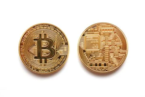 Golden bitcoin Stock Photos