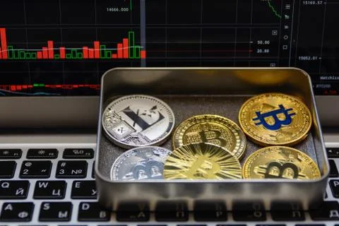 Golden bitcoin on Stock Photos