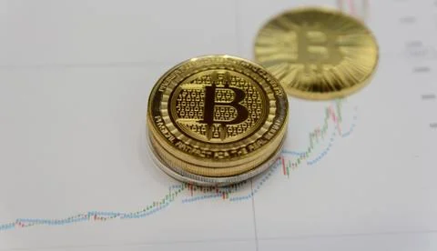 Golden bitcoin on Stock Photos