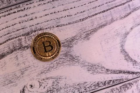 Golden bitcoin on Stock Photos