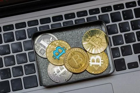Golden bitcoin on Stock Photos
