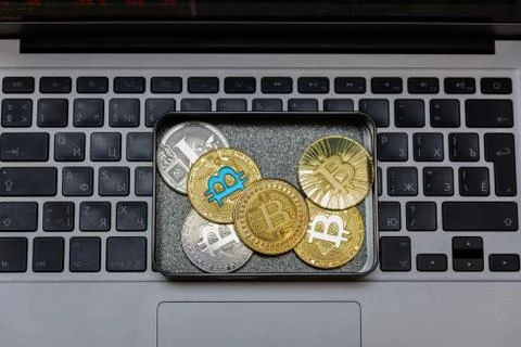 Golden bitcoin on Stock Photos