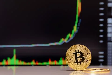 Golden bitcoin on Stock Photos