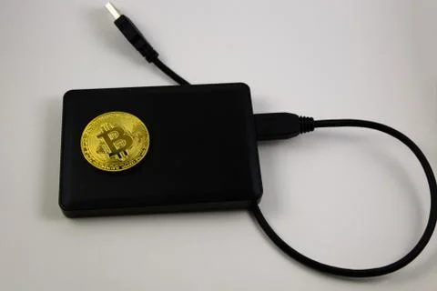 Golden bitcoin on Foto stock