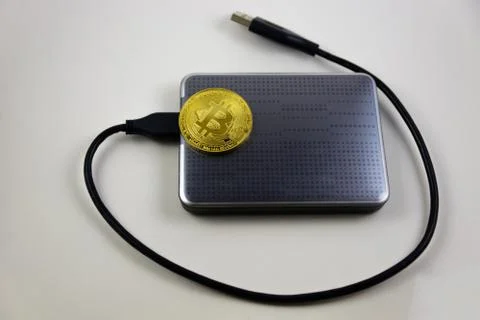 Golden bitcoin on Foto stock