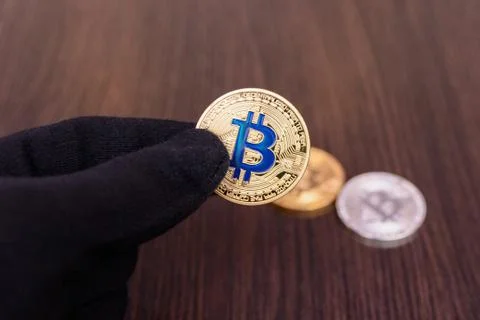 Golden bitcoin on Foto stock