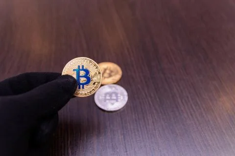 Golden bitcoin on Foto stock