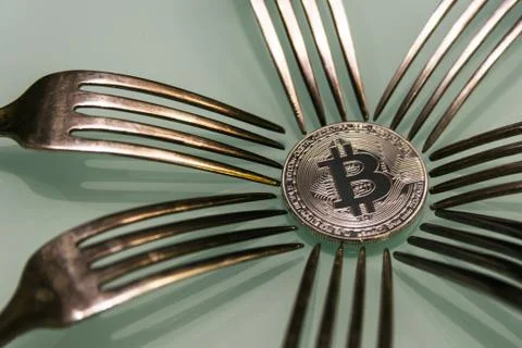 Golden bitcoin on Foto stock