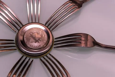 Golden bitcoin on Stock Photos