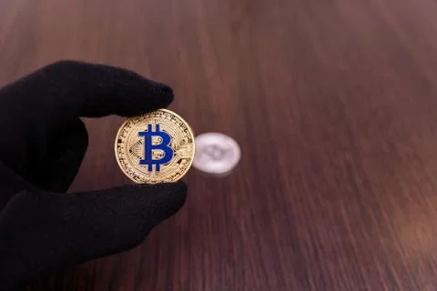 Golden bitcoin on Stock Photos