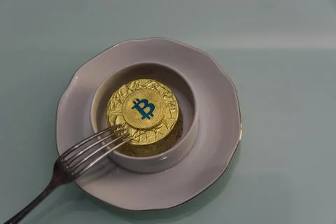 Golden bitcoin on Stock Photos