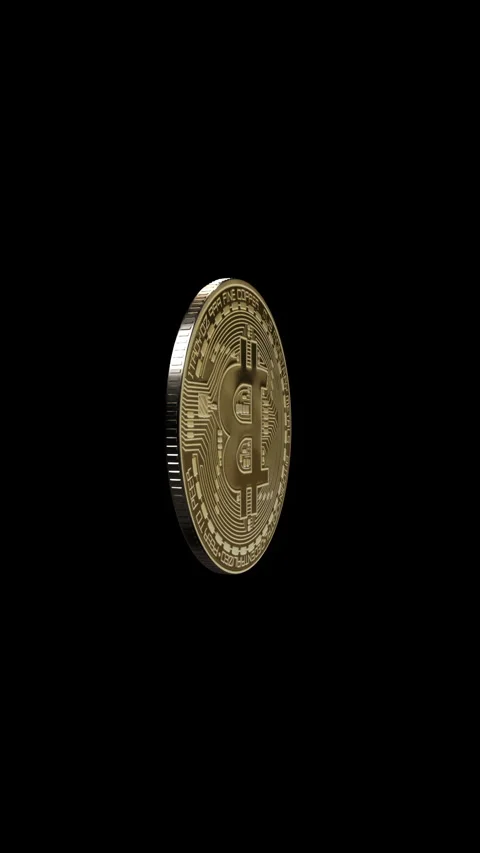 Golden Bitcoin rotating in 360. Stock Footage 280474788