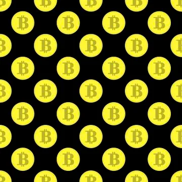 Golden Bitcoin Seamless Pattern. Crypto Currency Mining Texture with Coins Stock Illustration