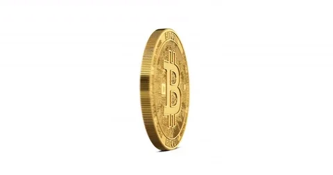 Golden Bitcoin spinning in perfect loop on white background. 스톡 동영상 82286046