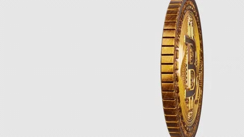 Golden bitcoin tokens spinning transition with alpha channel Stock-Footage 237157553