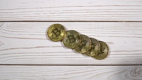 Golden bitcoin white background Stock Footage 87205172
