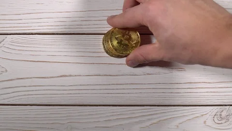 Golden bitcoin white background Stock Footage 87205470