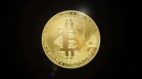 Golden Bitcoins Cryptocurrency (new virtual money on internet) light reflections Stock Footage 168075942