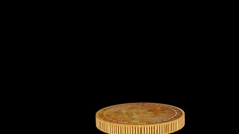 Golden Bitcoins falling, stacking on black backgound Stock-Footage 76915772