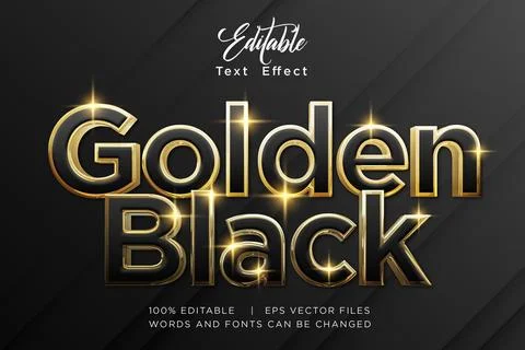 Golden Black 3D Text Effect Editable Luxury Metallic Typography Vector Stock Illustration