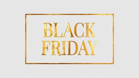 Golden Black Friday 3D text gold frame looping on alpha channel Stock Footage 345447672