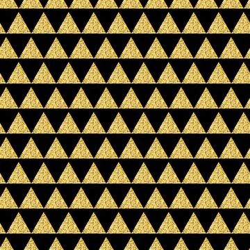 Golden black triangular geometric seamless pattern chic shiny Stock Photos