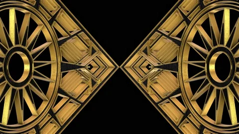 Golden Black Wheel Elements 3D animation. ALPHA MATTE. Stock Footage 140971117