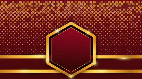 Golden blank frame background red color Stock Illustration