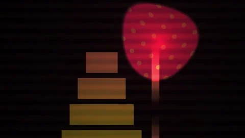 Golden blocks stacked pyramid with red light. Stock Footage 336242438