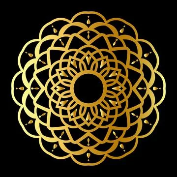 Golden Bloom Mandala Decorative Pattern Stock Illustration
