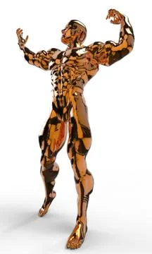 Golden bodybuilder 库存插图