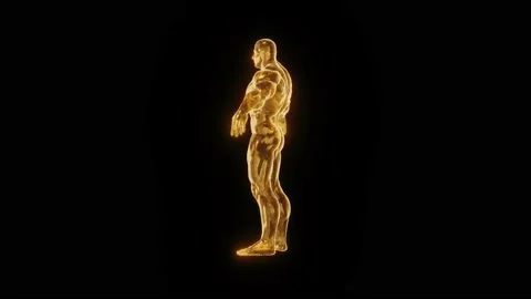 Golden Bodybuilder Statue Rotating 4k Stock Footage 146750859