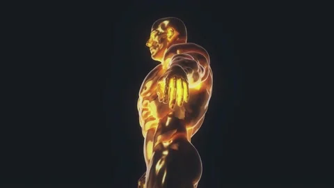 Golden Bodybuilding Trophy Stock Footage 145273563